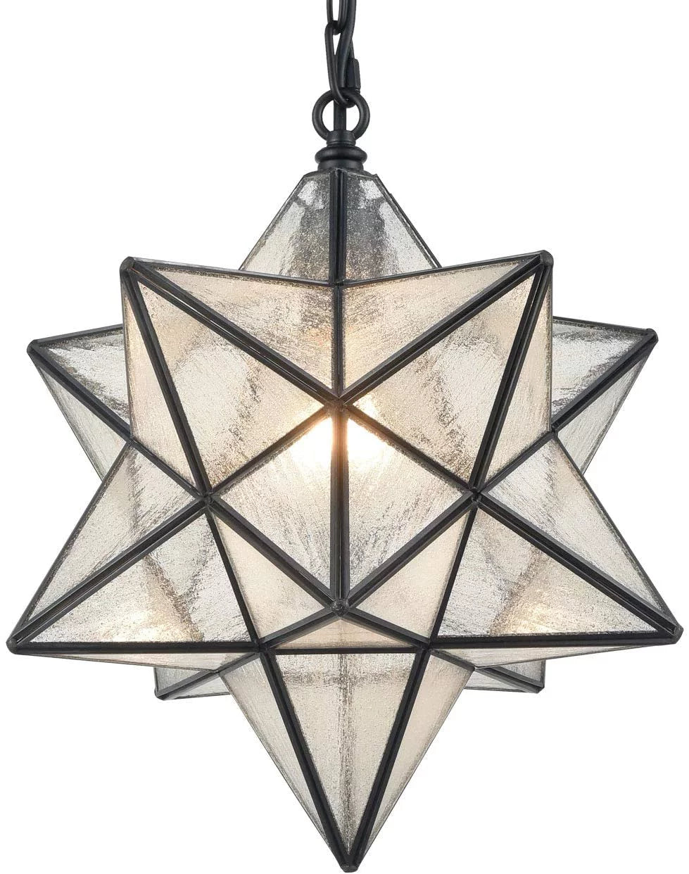 14'' Pendant Light with Seeded Glass and Hanging Chain D860113