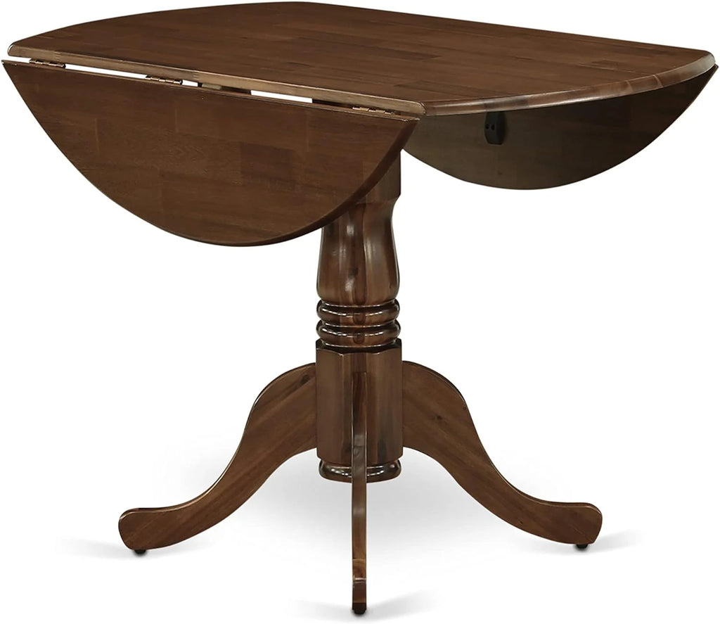 3 Piece Dinette Set with Round Table with Dropleaf and 2 Light Tan Linen Fabric Parsons Dining Chairs P438