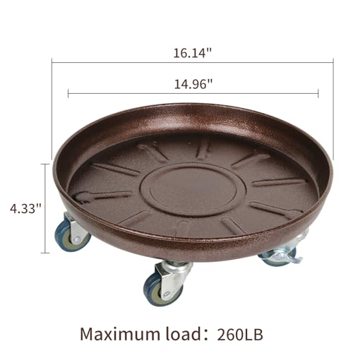 20" 2Pack Metal Plant Caddy with Wheels Lockable Casters G284