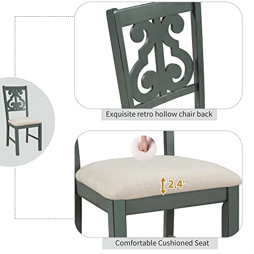 6-Piece Dining Set with Rectangular Table and 4 Fabric Upholstered Chairs and Bench J48915