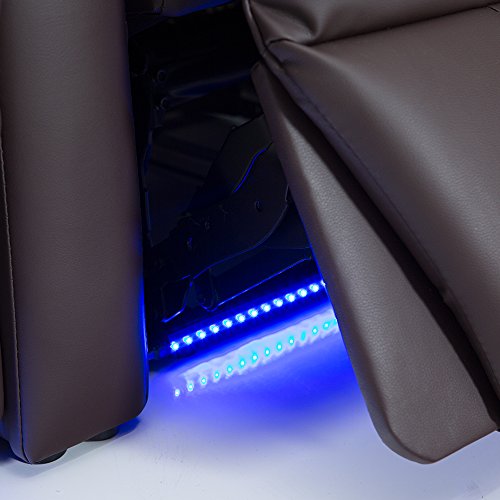 Bonded Leather Power Recline Home Theater Seating Row of 3 Black O53787