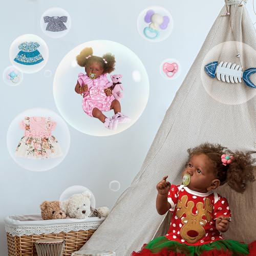 22 Inch Lifelike Soft Body Realistic African American Baby Dolls with Feeding Kit Z4620