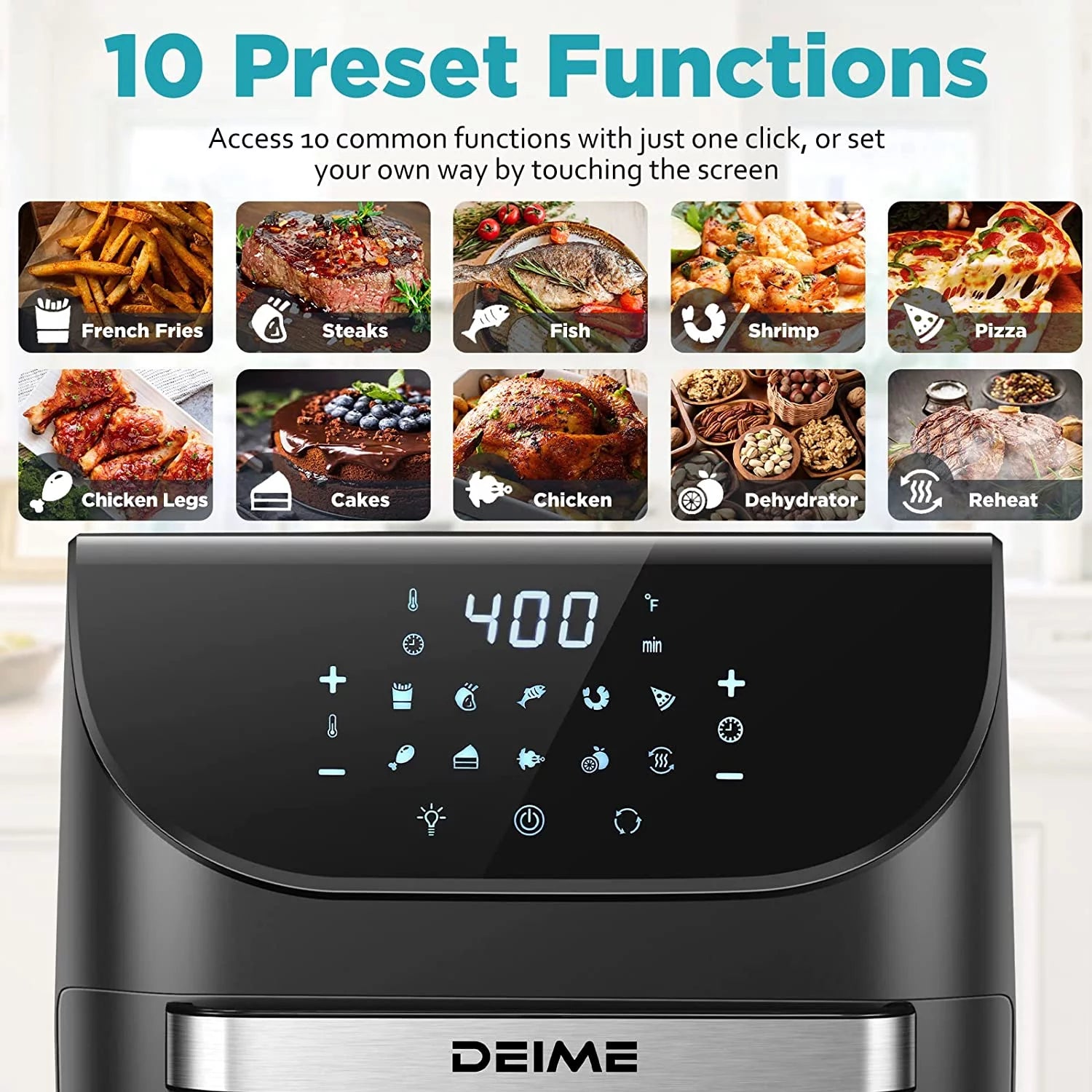 12 QT 1700W Air Fryer with LCD Touch Screen E50021