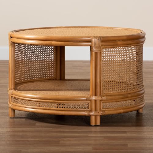 2-Tier Light Honey Rattan Coffee Table L250