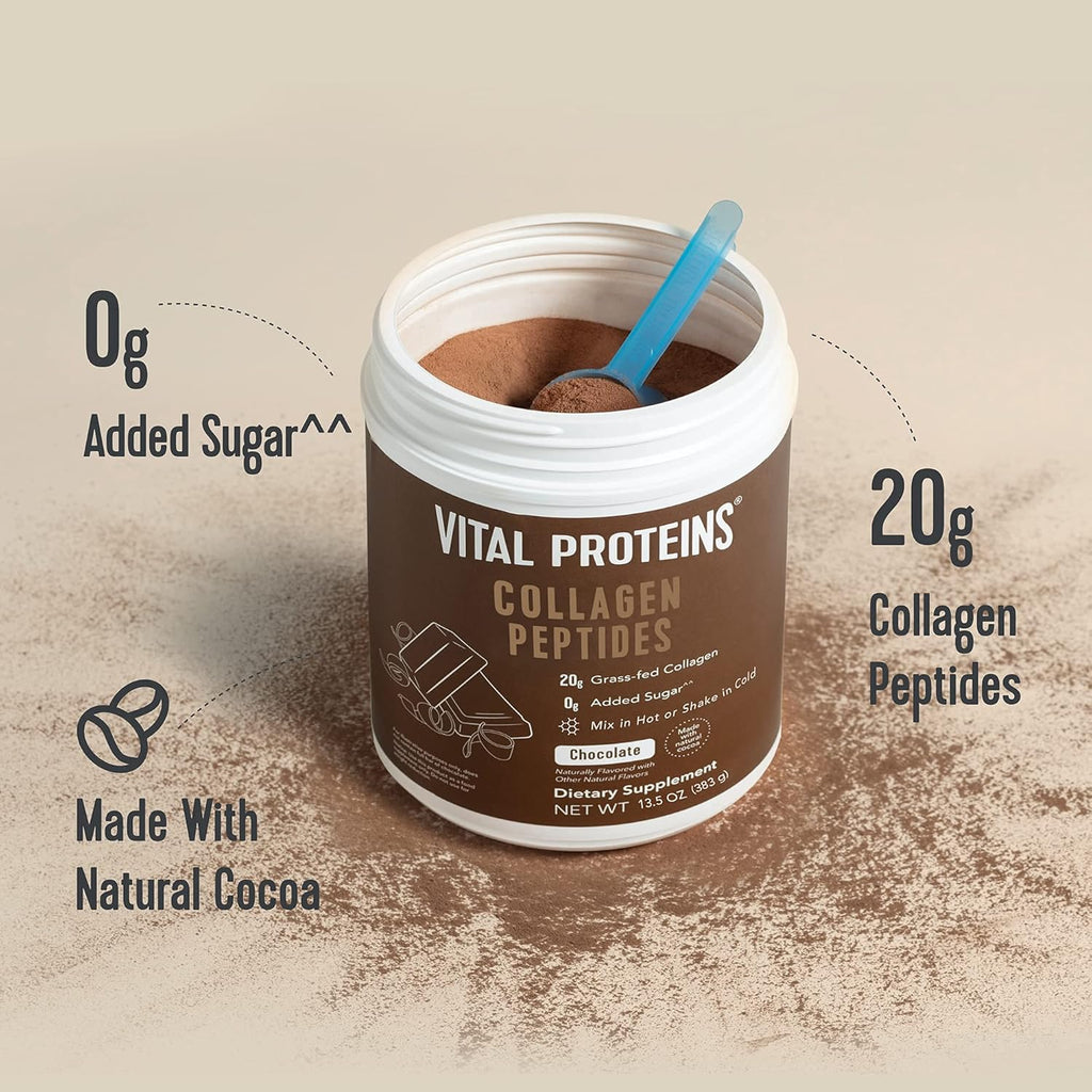 Chocolate Collagen Powder Supplement Type I III Hydrolyzed Collagen 27g per Serving 26.8 oz Canister Pack of 2 I879806