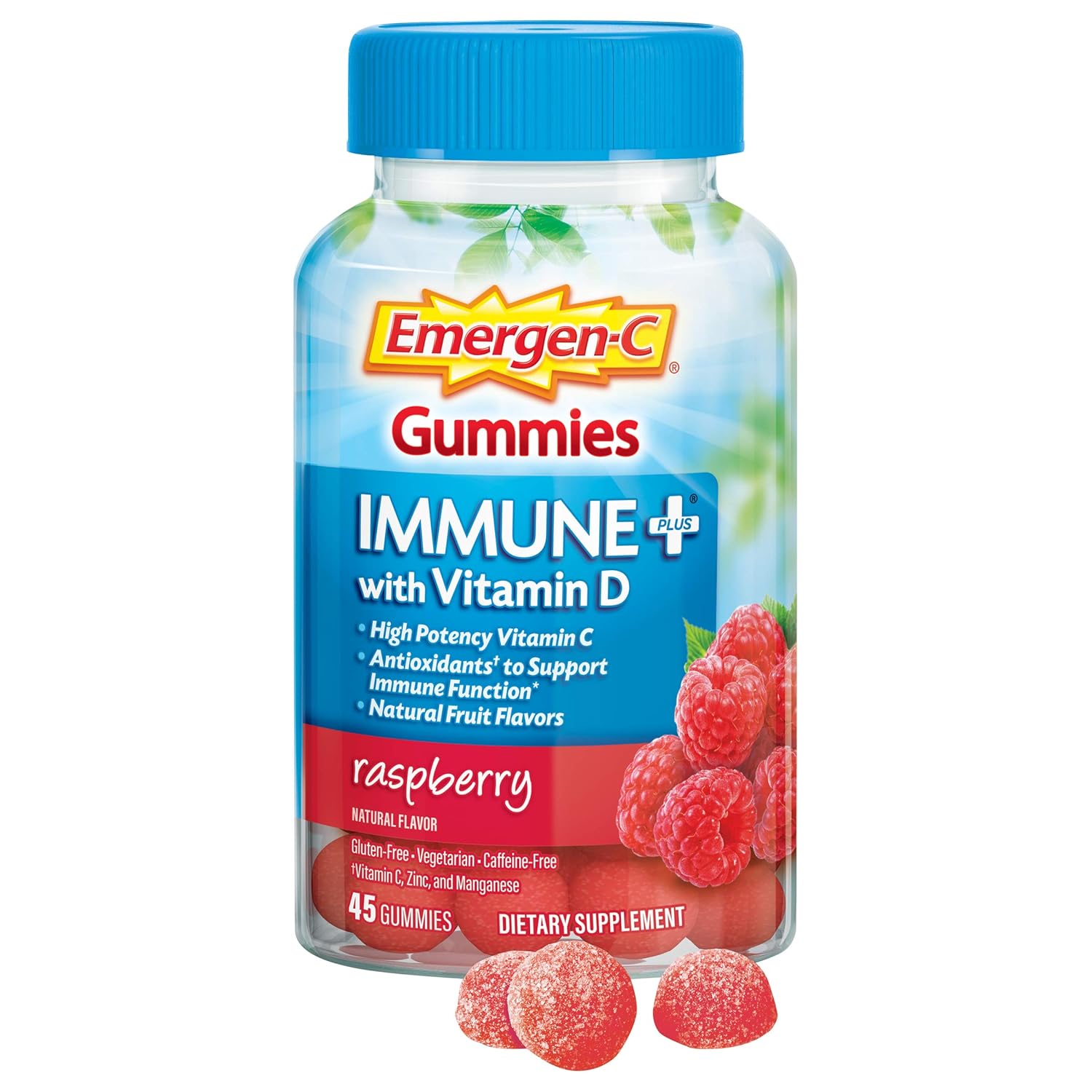 Vitamin D Plus 750 mg Vitamin C Raspberry Flavor Gummies - 45 Count L9328