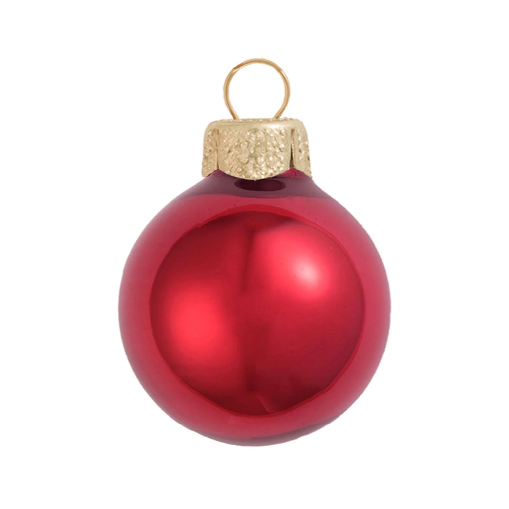 Red 2" Glass Christmas Ball Ornaments 28ct F364
