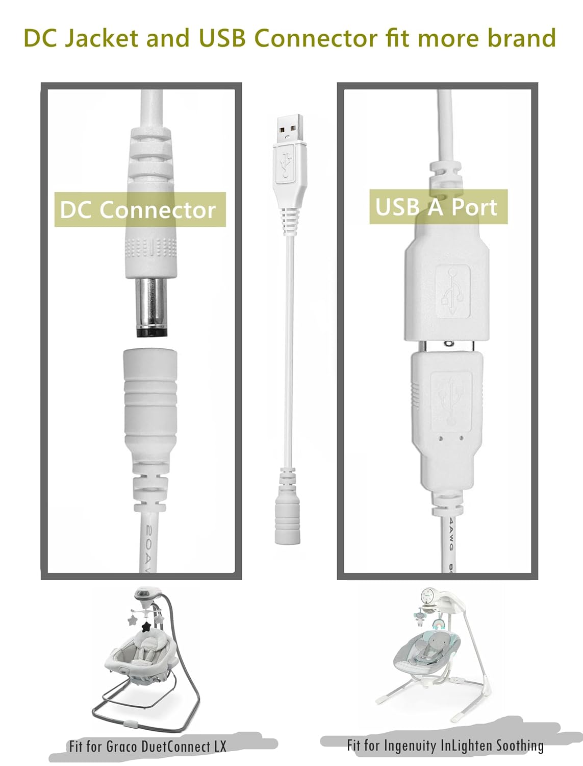 Replacement baby swing cord, Baby Swing Charger USB J751