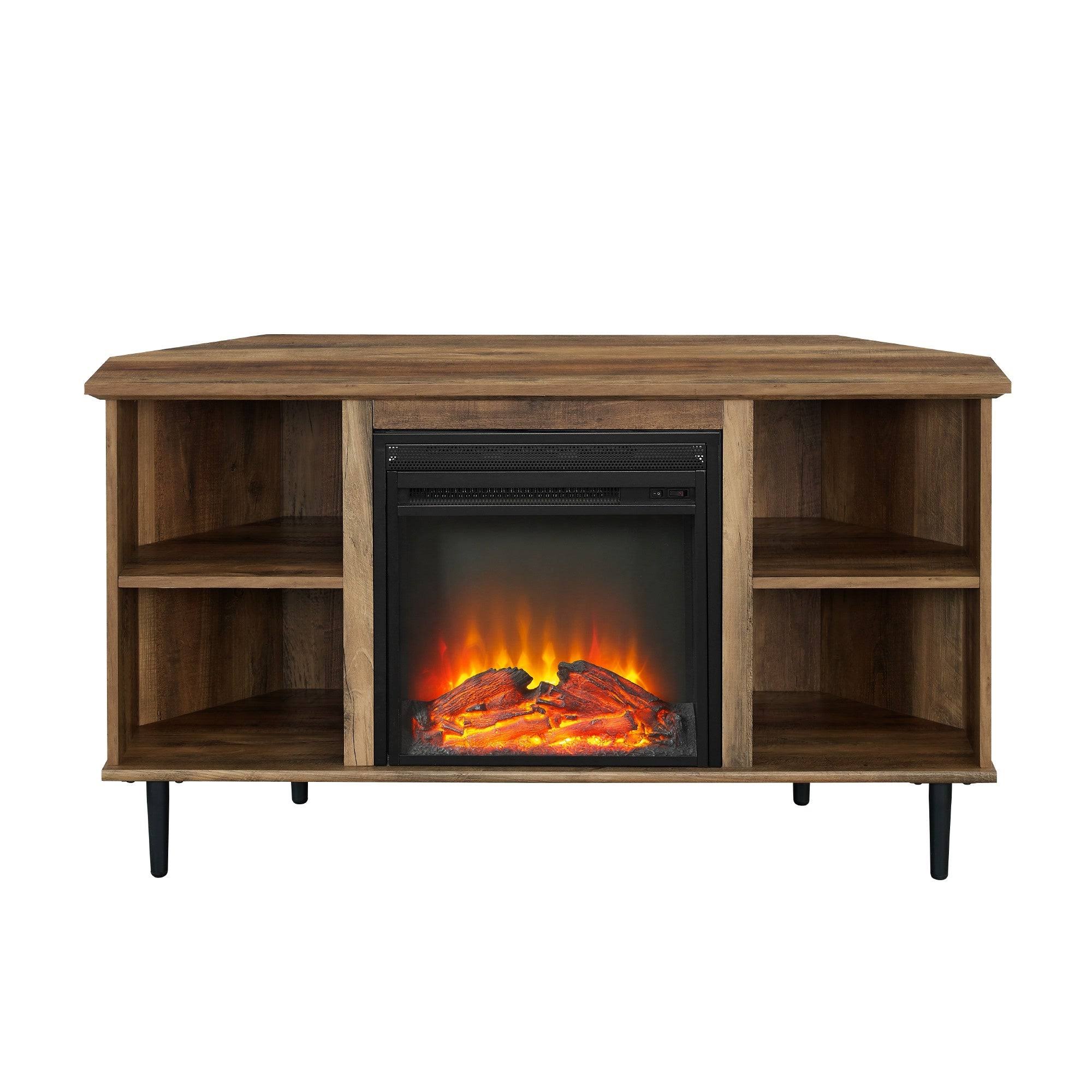 Grey Wash Corner Fireplace TV Console H49229