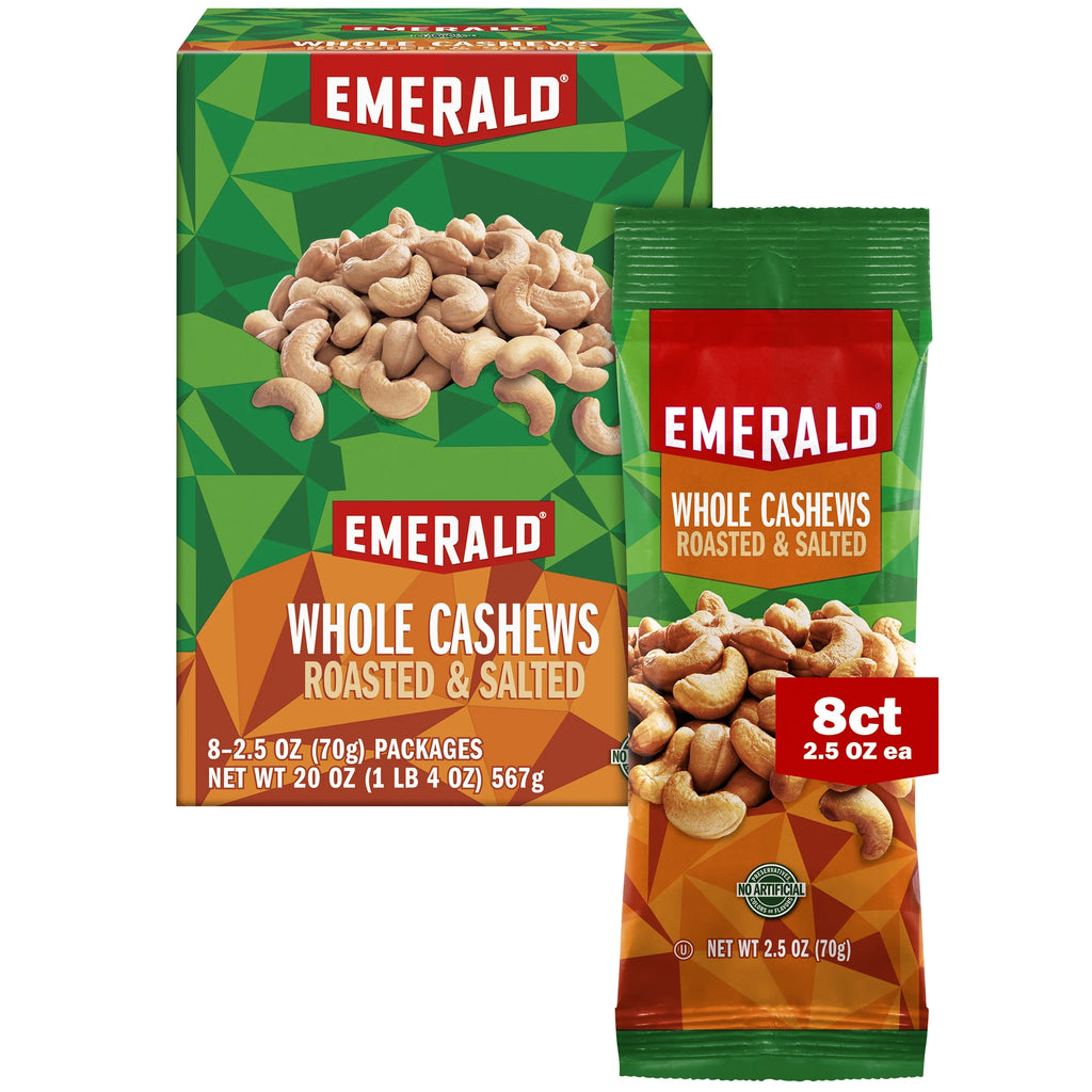 Whole Cashews Roasted & Salted 8 CT Box 20 oz Pack of 6 W496