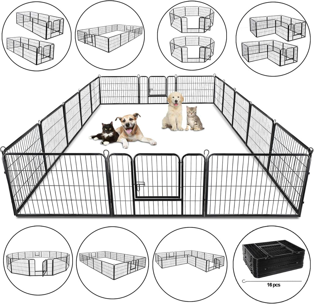 24” Tall Foldable Heavy Duty Metal Pet Playpen 16 Panels Q3106