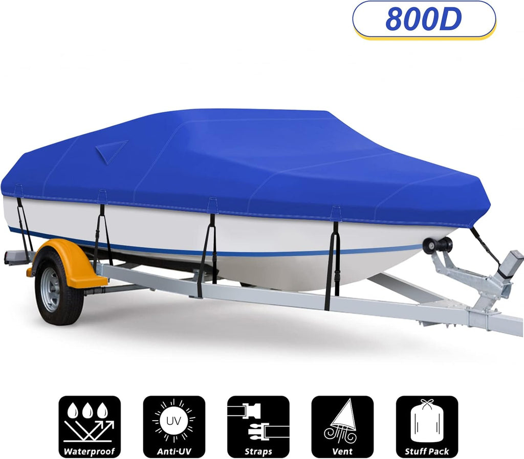 800D Waterproof Heavy Duty Canvas Boat Cover 17-19 ft Z523