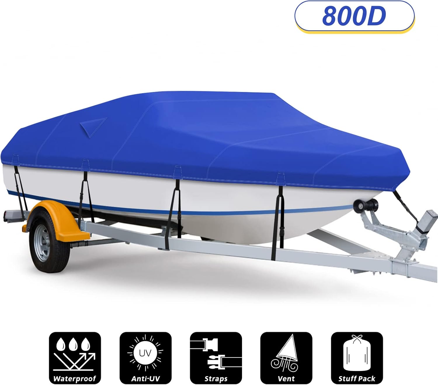 800D Waterproof Heavy Duty Canvas Boat Cover 17-19 ft Z523