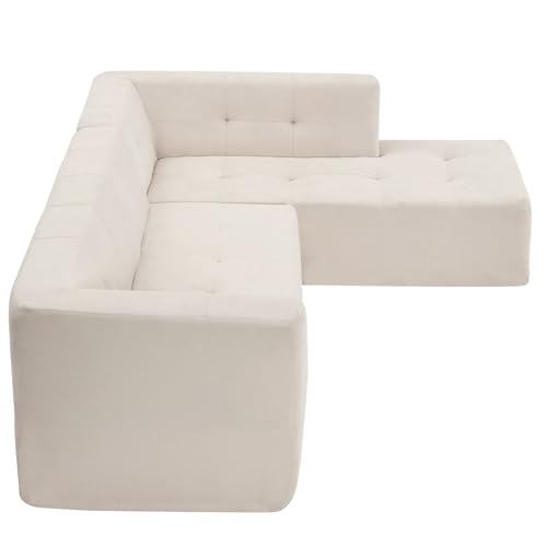 Modular Sectional Couch, Chenille Fabric L Shaped Sofa, 3 Seat Corner Sofa Couch X6026