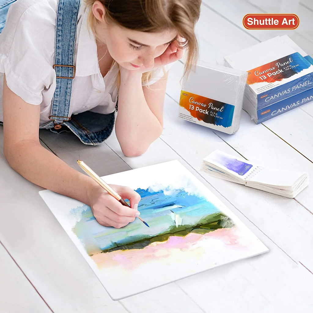 52 Multi Pack 100% Cotton Primed White Canvas Panel L765801
