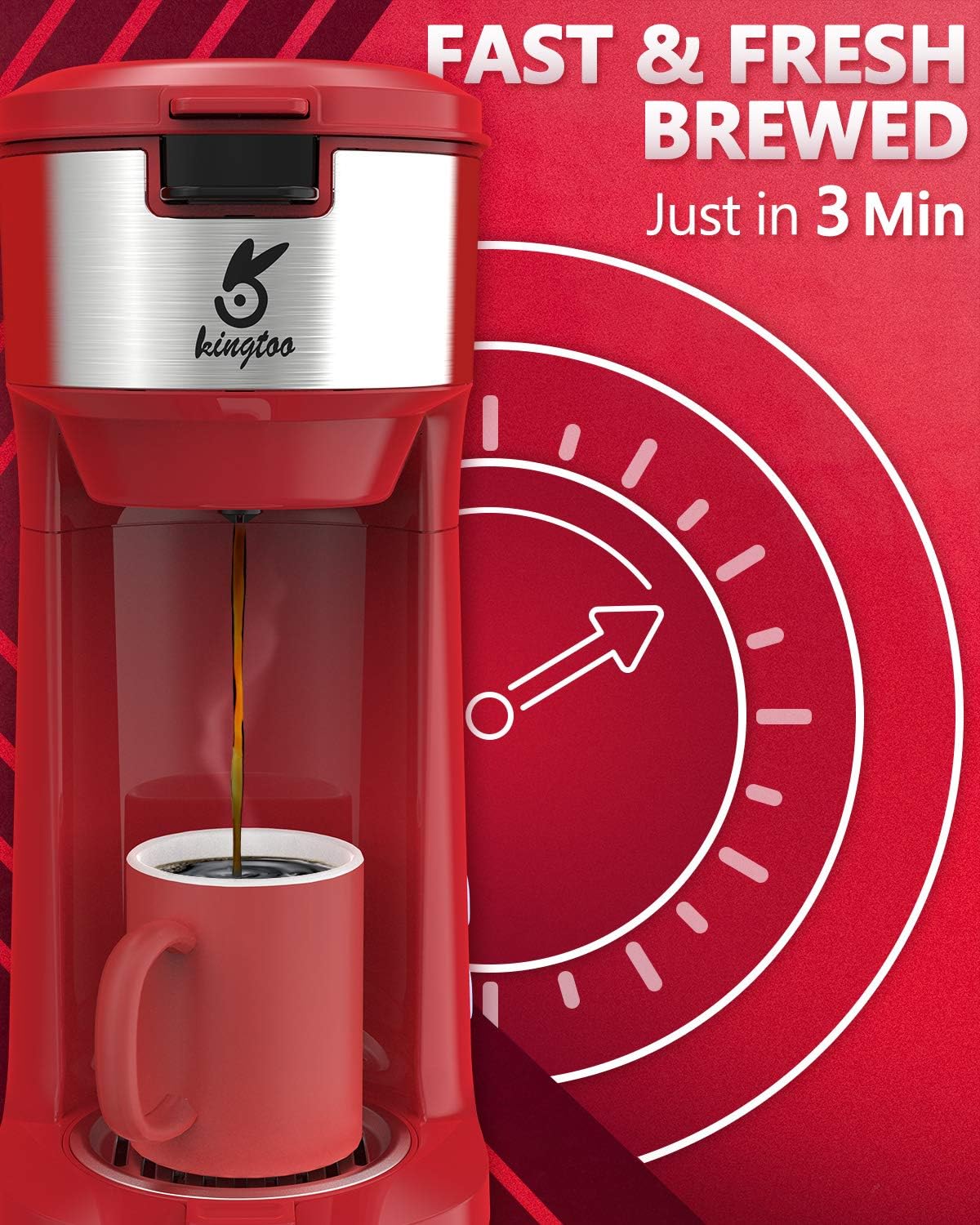 Single Serve K Cup Coffee Maker with Self Cleaning Function T338209