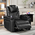Black PU Leather Power Recliner with USB Port V2673