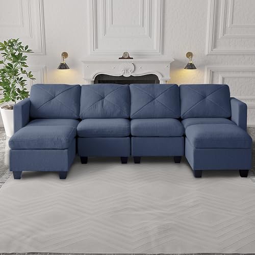 Modular Sectional Sofa, Boucle Fabric U Shaped Couch with Storage, 6 Seat K176084