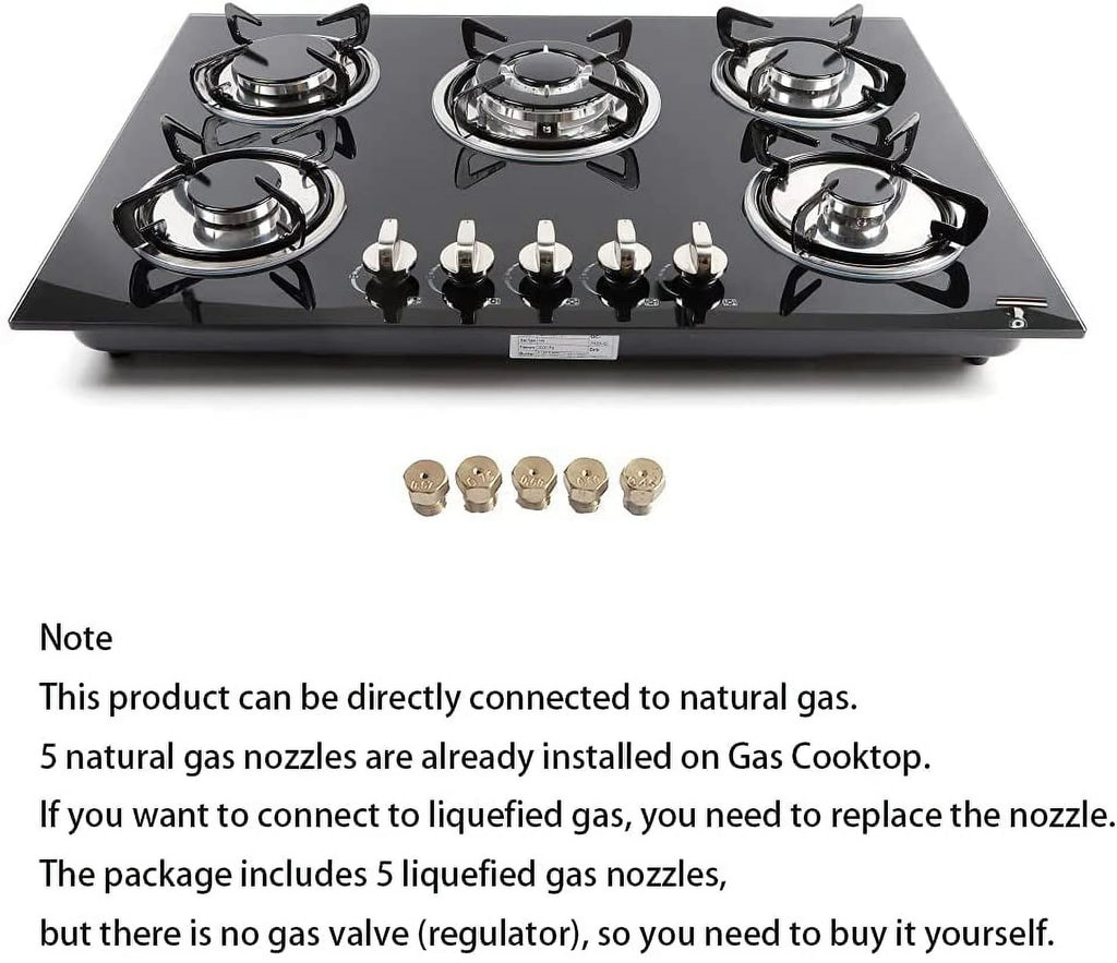 30'' 5 Burners Tempered Glass Gas Cooktop E359622