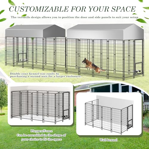 8x4x5.7 FT Outdoor Dog Kennel with Roof E8351