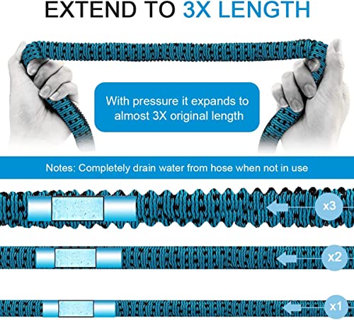 50FT Expandable Garden Hose with Triple Layer Latex Core, 3/4" Solid Metal Fittings, Fabric Nozzle T39938
