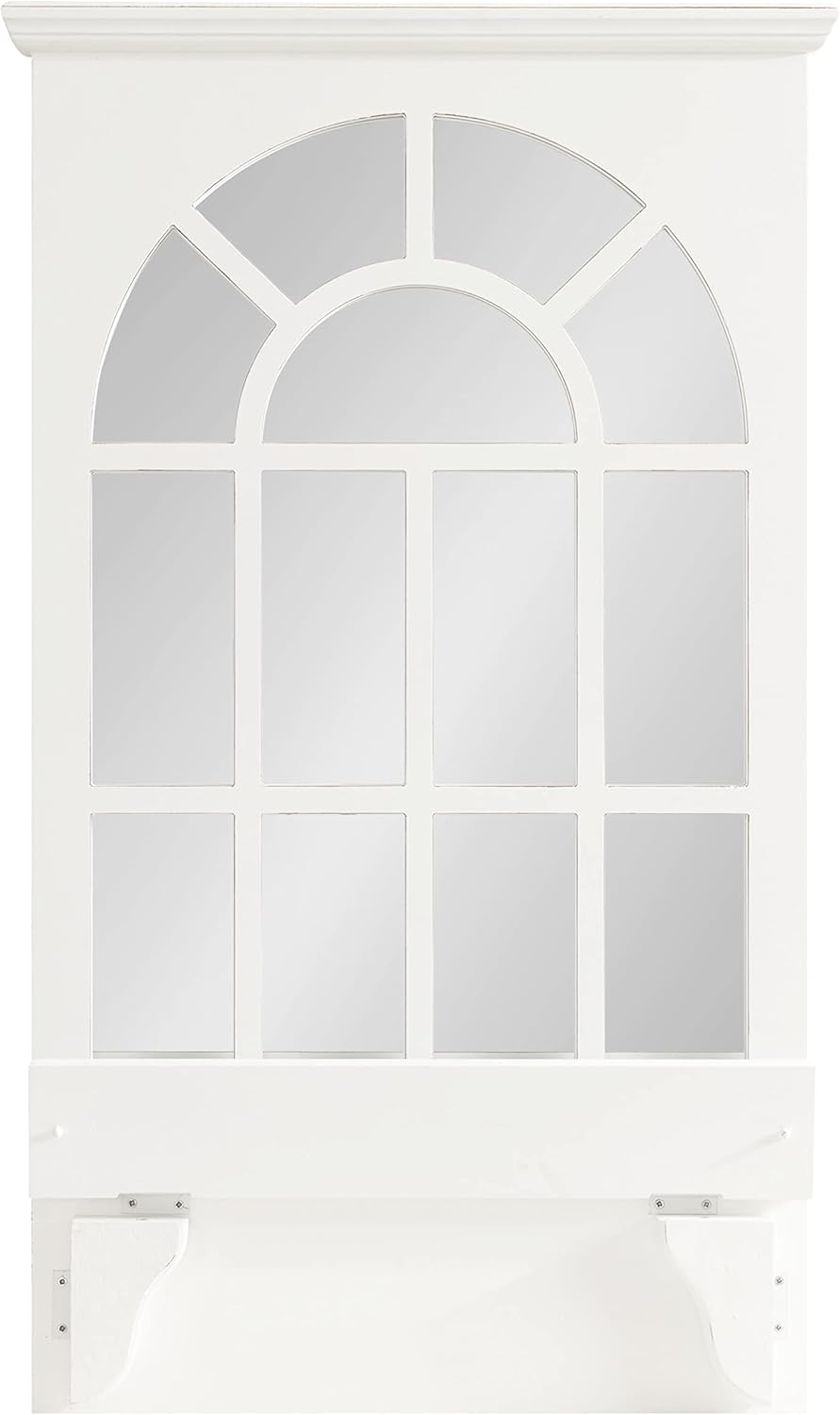 Traditional Arched Mirror with Shelf, 21 x 36, White N2126