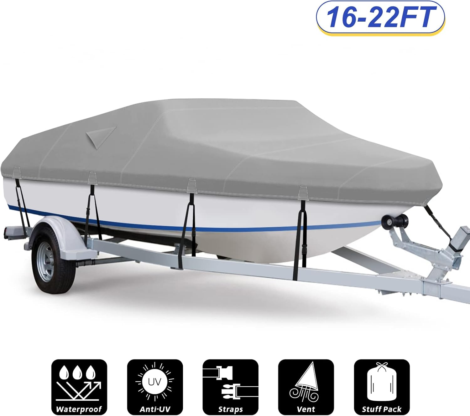 800D Waterproof Heavy Duty Canvas Boat Cover 17-19 ft Z523