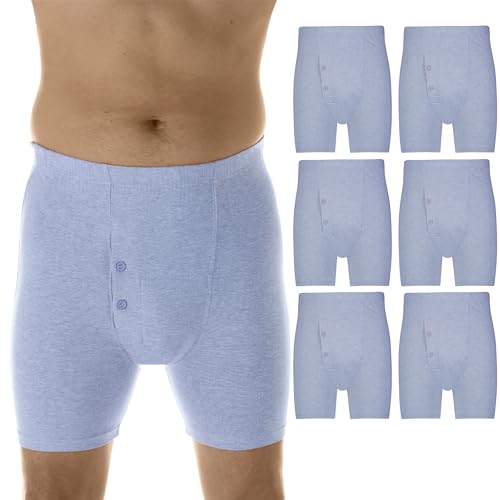 Men’s Incontinence Boxer Briefs, Regular Absorbency, Reusable & Washable Leak Proof Underwear, Pack of 6, Assorted, L, Waist 38-40 F6452