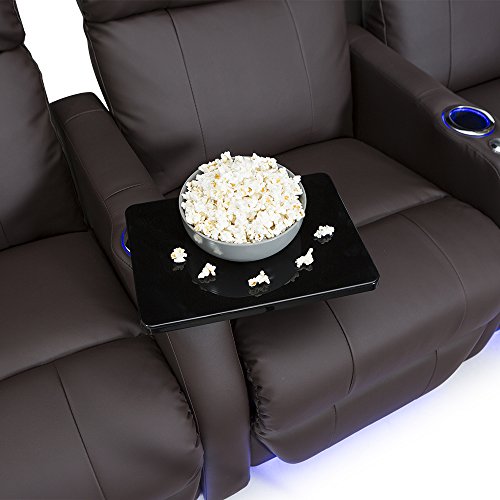 Bonded Leather Power Recline Home Theater Seating Row of 3 Black O53787