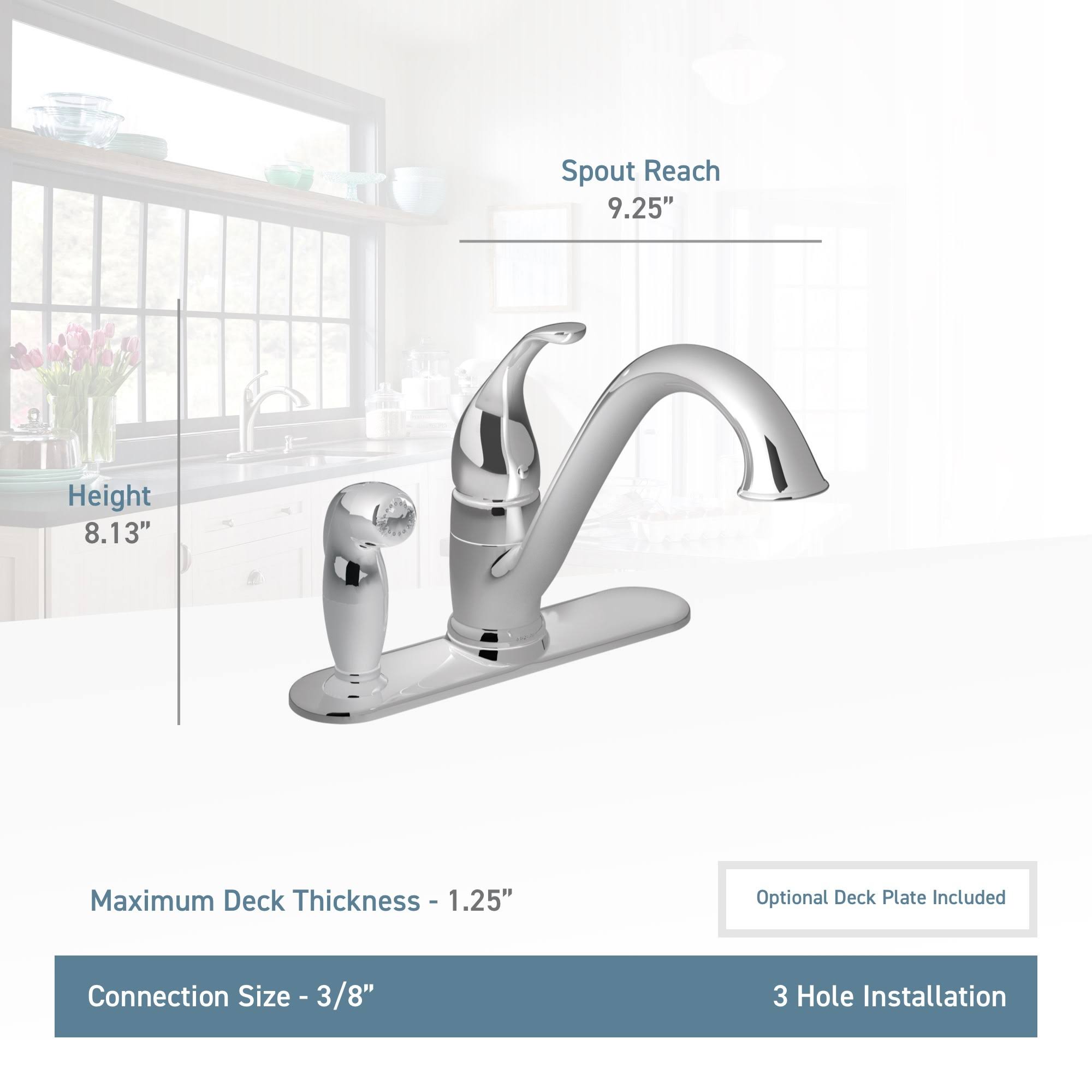 Chrome Single-Handle Kitchen Faucet with Side Spray H4552