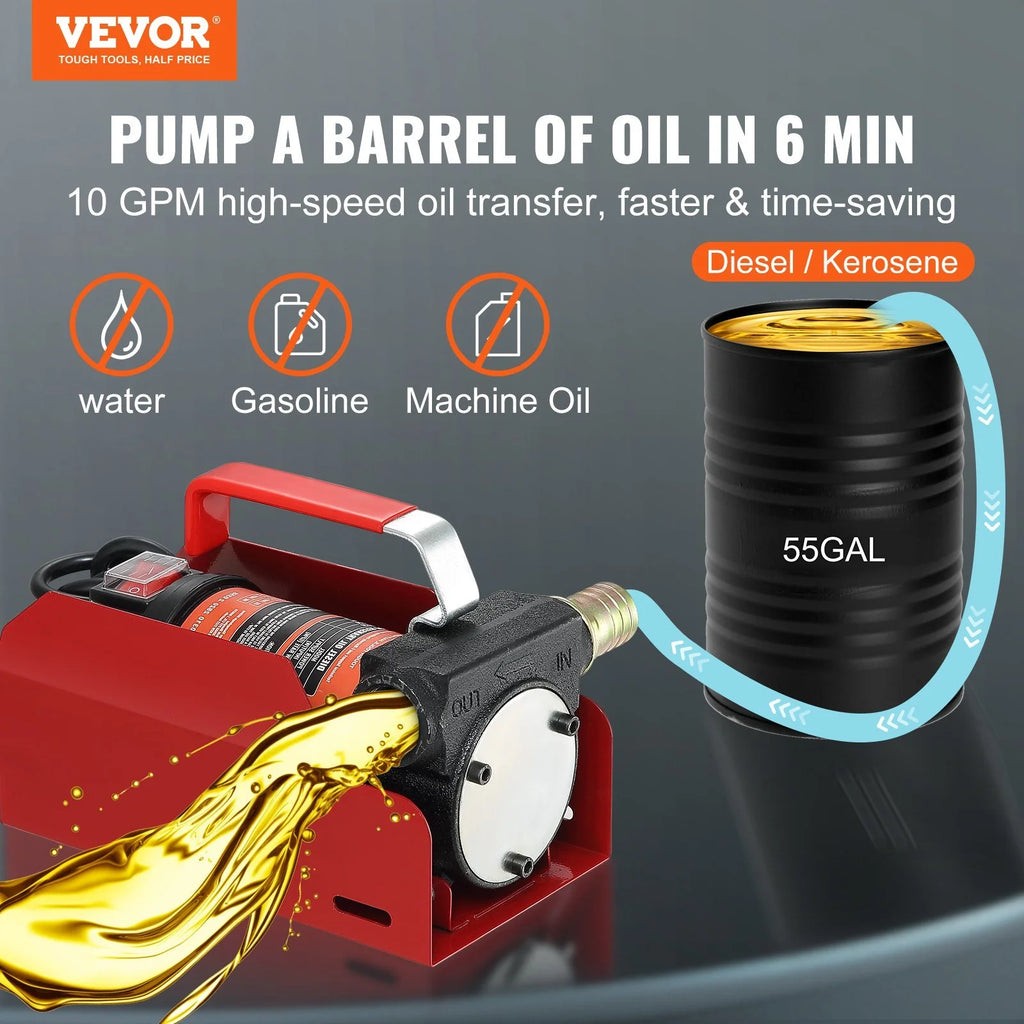 10 GPM 12V DC Portable Electric Self-Priming Fuel Transfer Pump Kit K50994
