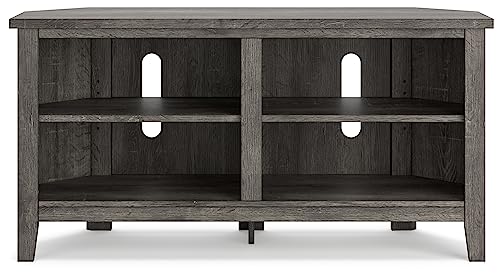 Whitewash Gray Corner TV Stand with 4 Shelves K56589