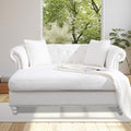 White Velvet Oversized Chaise Sofa with 2 Pillows G72805
