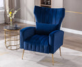 Navy Velvet Accent Chair with Metal Legs E66741
