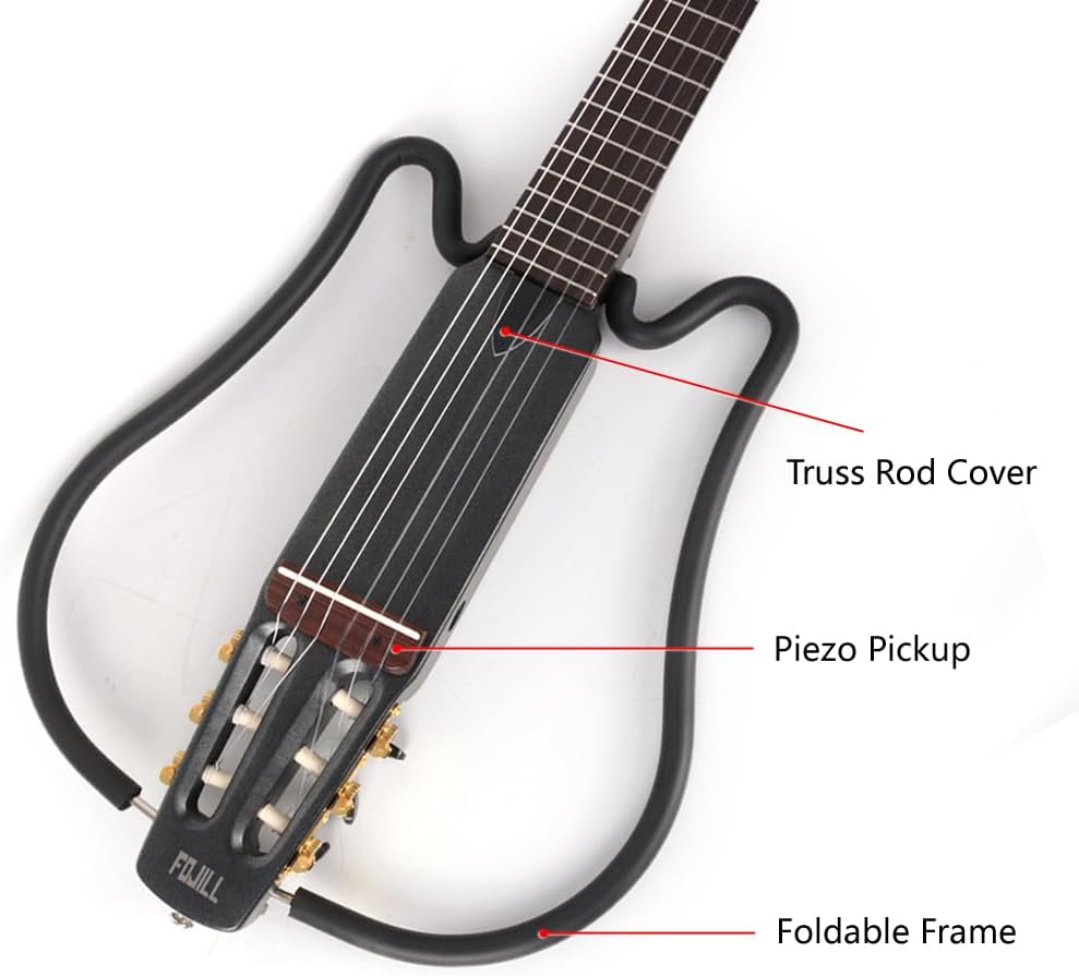 Electric Classical Guitar Nylon String Headless Silent Portable Travel Built In Effect With Gig Bag Y129
