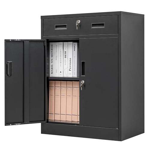Black 36" Locking Steel Storage Cabinet with Adjustable Shelves D87682