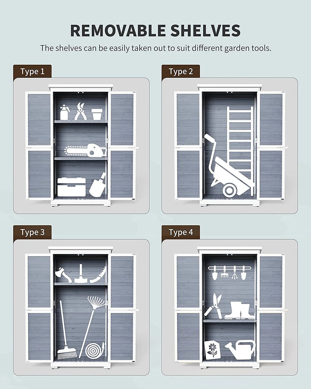 Gray Outdoor Storage Cabinet with Asphalt Roof Q836336