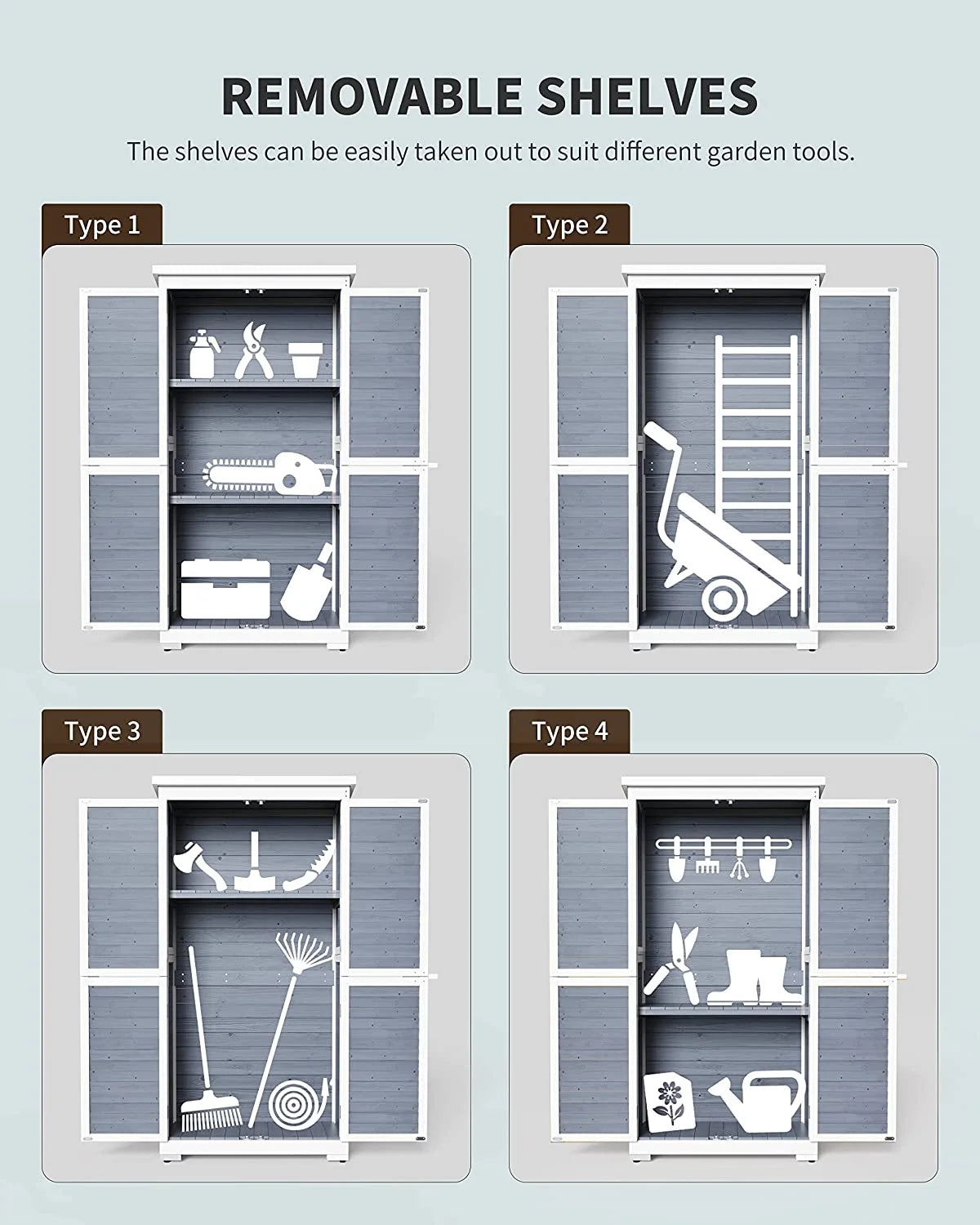 Gray Outdoor Storage Cabinet with Asphalt Roof Q836336