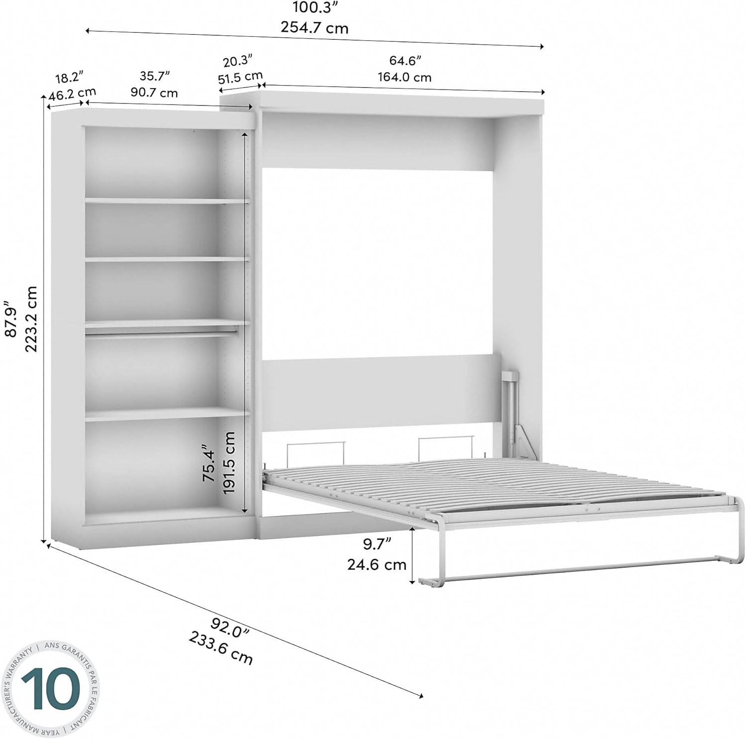 Queen Rustic Brown Wall Bed Y611307