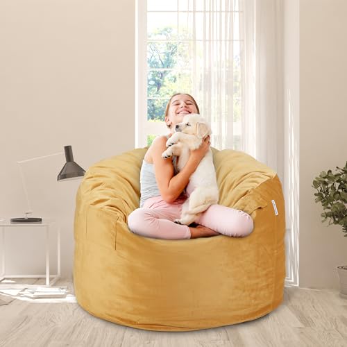 Black 4Ft Memory Foam Bean Bag Chair with Microfiber Cover P4831