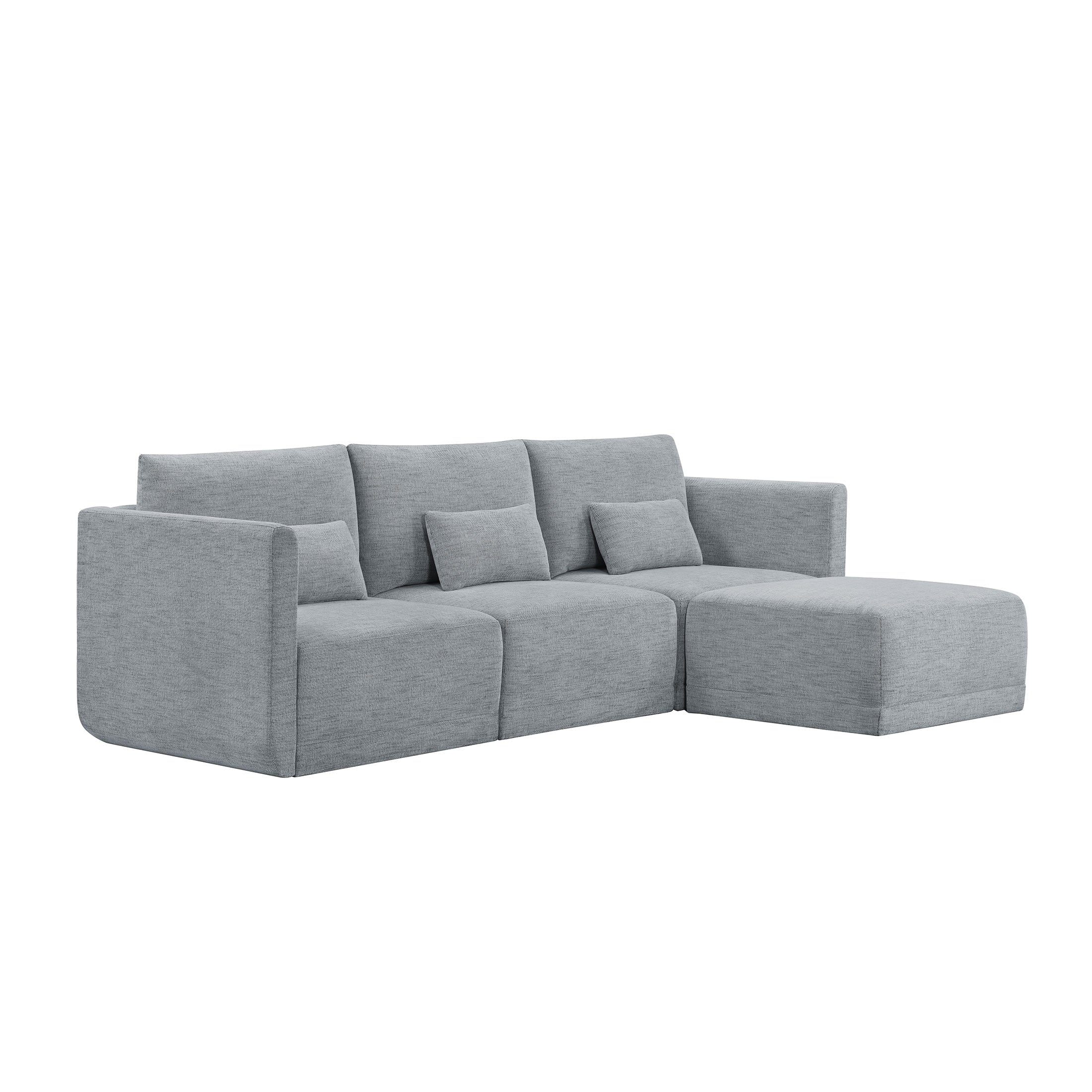Gray Fabric Modular Sectional Sofa with Ottoman K258776