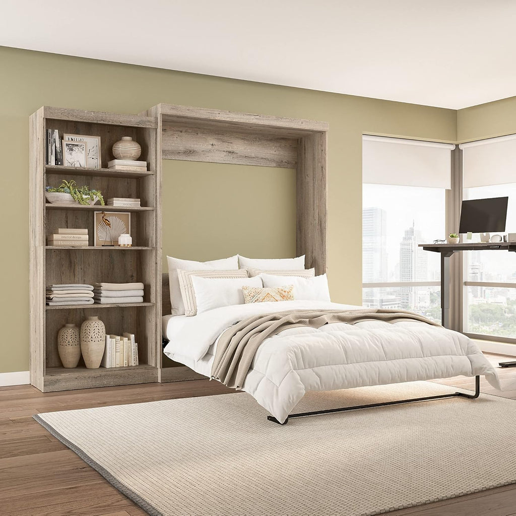 Queen Rustic Brown Wall Bed Y611307