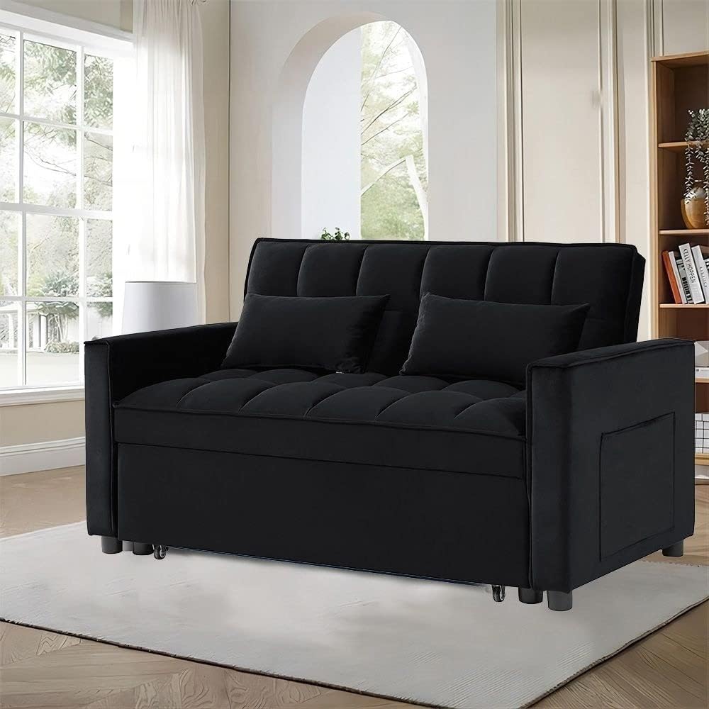 55" Width Convertible Loveseat Sleeper Sofa Grey L690492