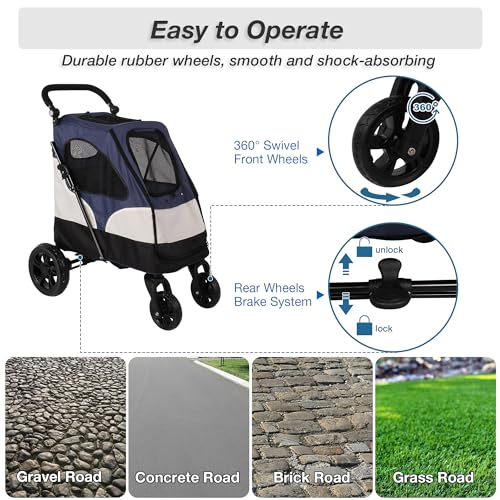 Folding Pet Stroller with Storage Bag and Adjustable Handle Z341