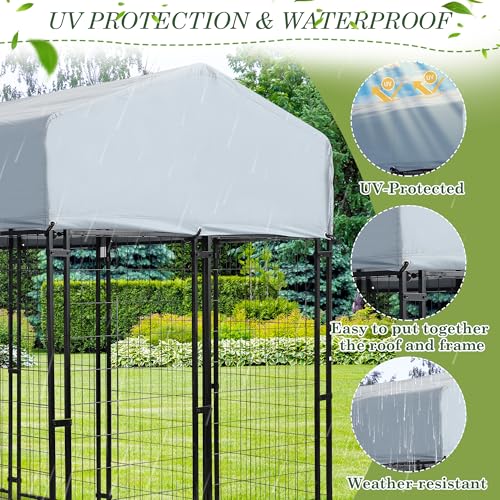 8x4x5.7 FT Outdoor Dog Kennel with Roof E8351