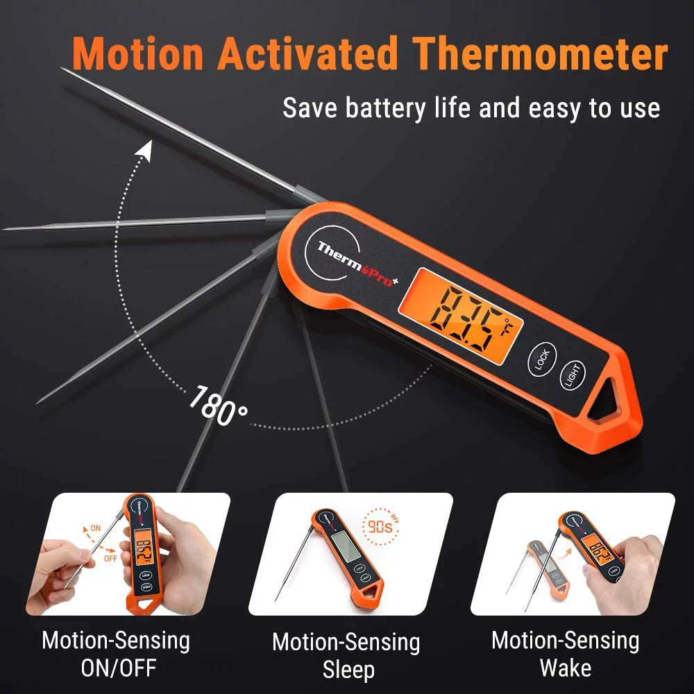 Waterproof Digital Meat Thermometer with Backlit and Motion Sensing C17416