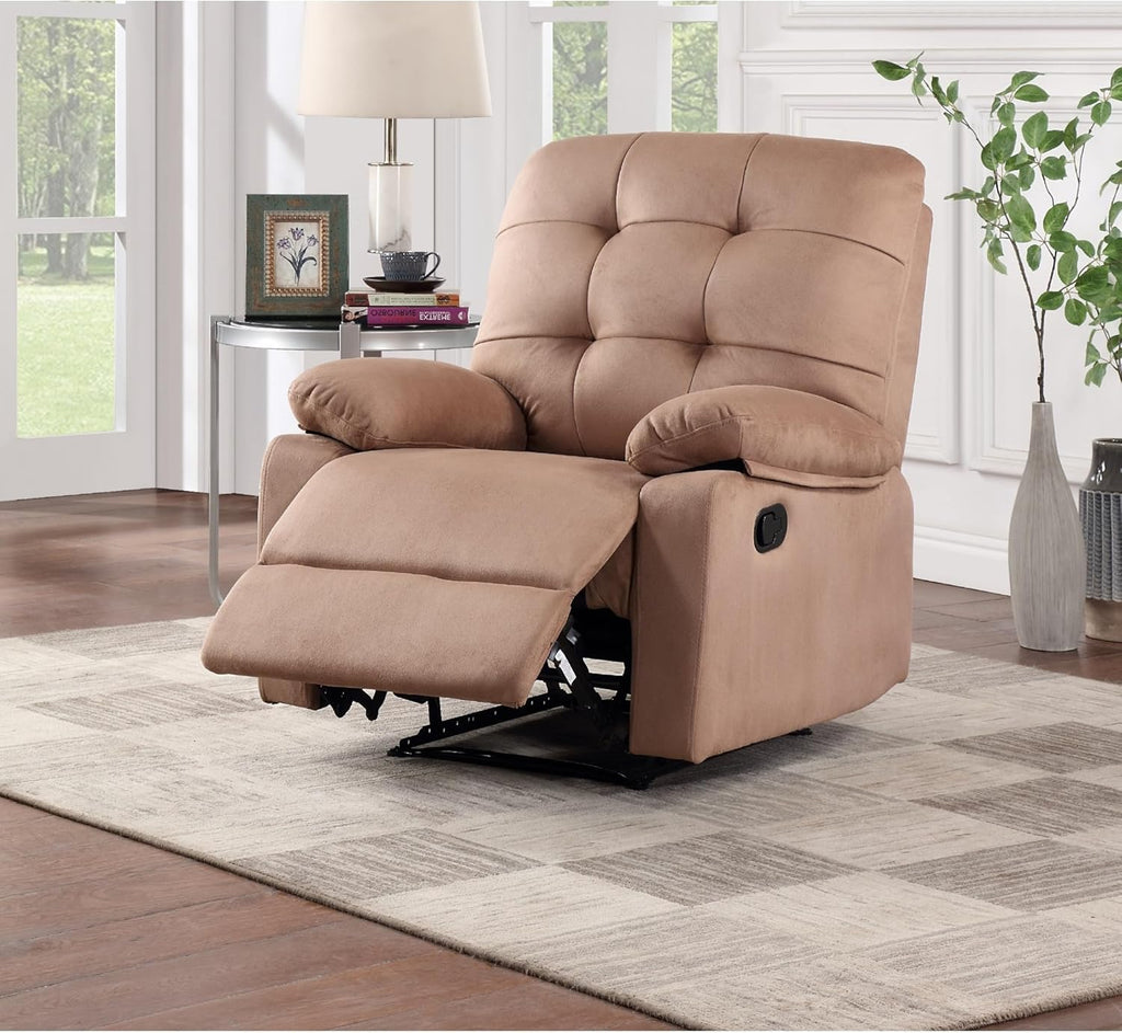 Peat Color Plush Microfiber Motion Recliner Chair N560
