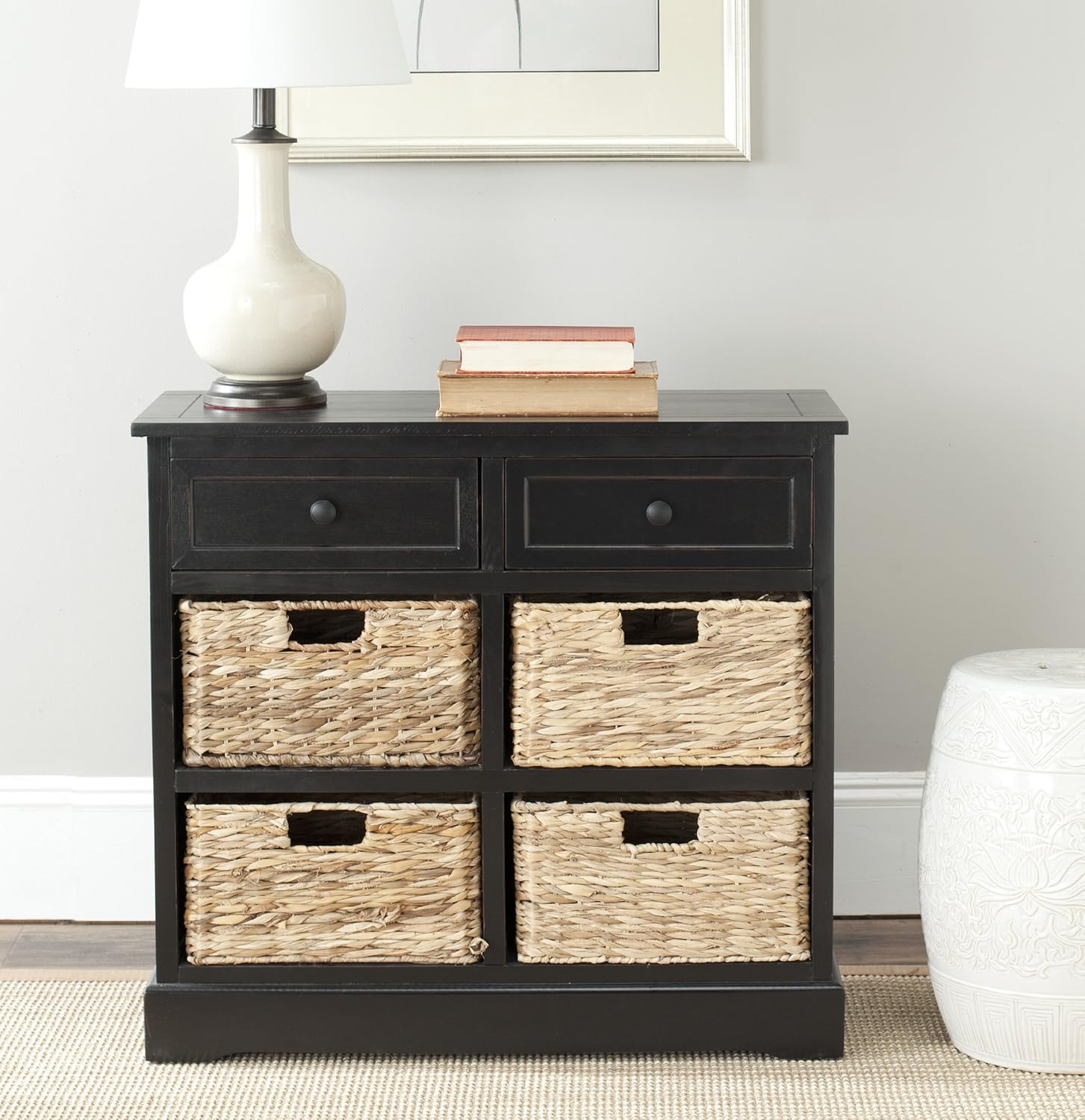 Brown Wicker Basket Storage Unit U952177