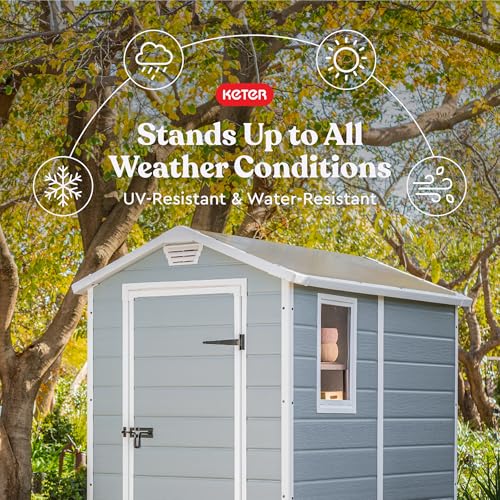 Grey & White 4x6 Resin Outdoor Storage Shed Z327