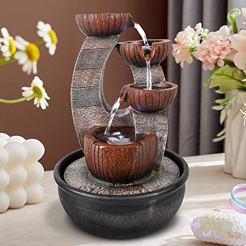 15.7" High 5-Tier Tabletop Water Fountain with LED Lights N547227